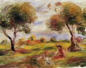 皮埃尔 奥古斯特 雷诺阿 : Landscape with Figures at Cagnes